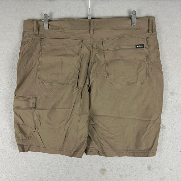 Prana Zion Mens Brown Hiking Shorts Stretch Nylon Cargo 36x8 Standard Fit - Picture 2 of 6